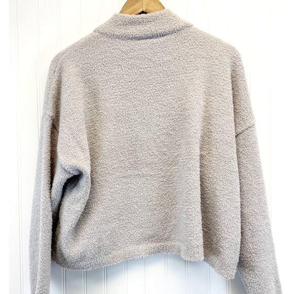 RDI Womens L Cozy Half Zip Pullover Top Sweater Stretchy Light Gray Soft - Picture 3 of 10